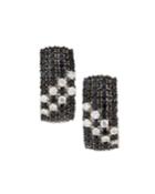18k White Gold Black Sapphire Fantasia Earrings W/ Diamonds