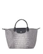 Le Pliage Medium Croco-print Top-handle Tote Bag