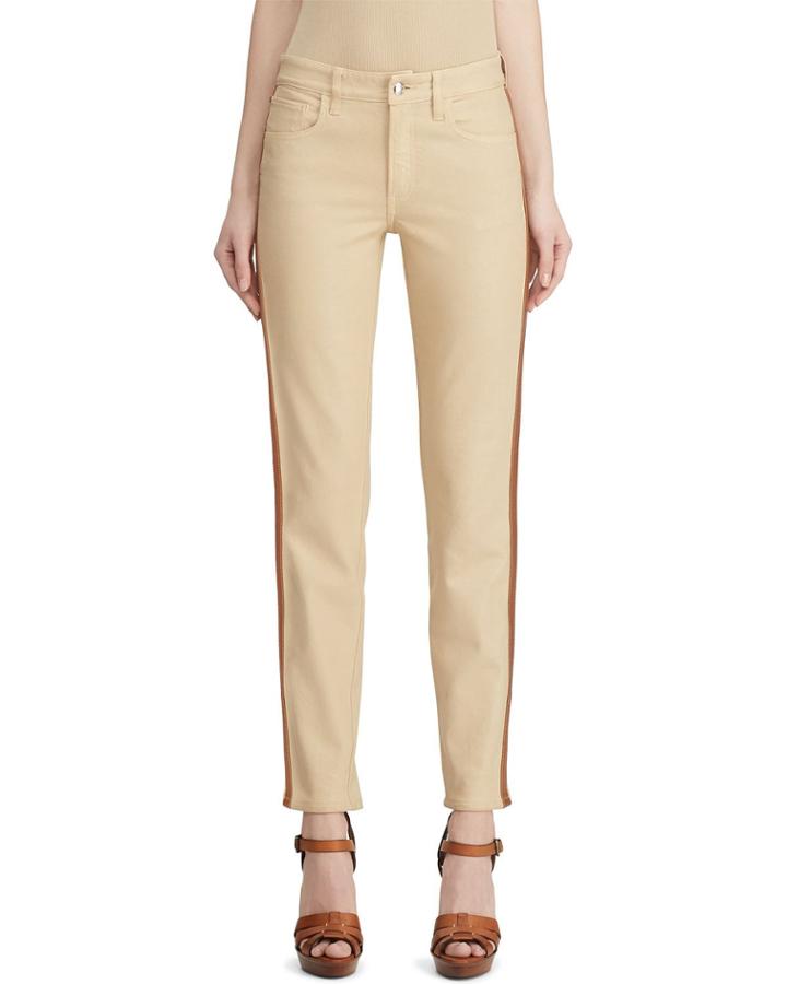 Leather Tux-striped Jeans