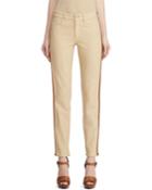 Leather Tux-striped Jeans