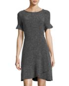 Double-ruffle Short-sleeve Glitter A-line Dress