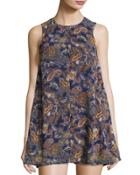 Paisley-print Tunic Dress, Navy/multi