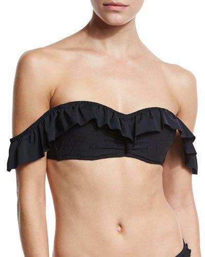 Lola Rae Off-the-shoulder Bandeau Swim Top, Black