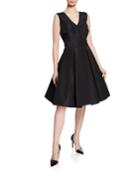 Silk Faille V-neck Cocktail Dress