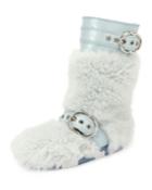 Faux-fur Boot With Buckle Detail, Blue