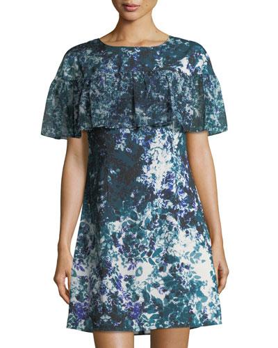 Floral-print Ruffle Crepe De Chine Dress