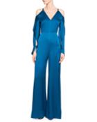 Soham Satin Cold-shoulder Jumpsuit