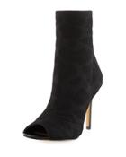 Rebellious Eyelet Stretch Peep-toe Bootie