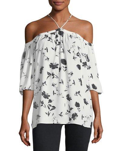 Halter Cold-shoulder Blouse
