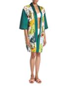 Patchwork Open-front Charmeuse Kimono