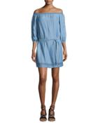 Beatrice Off-the-shoulder Chambray Dress, Persephone