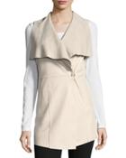 Drape-front Leather
