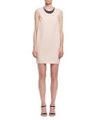Beaded-neck Sleeveless Shift Dress,