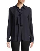 Bow-neck Button-front Blouse