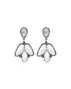 Silver Drop Earrings With Diamonds, Kyanite & Rainbow