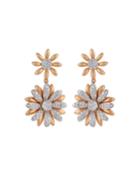 18k Pink Gold Diamond 2-flower Earrings