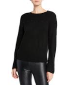 Boat-neck Long-sleeve Sweater W/ Pearly Trim