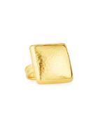 Hammered 24k Gold Square Amulet Ring