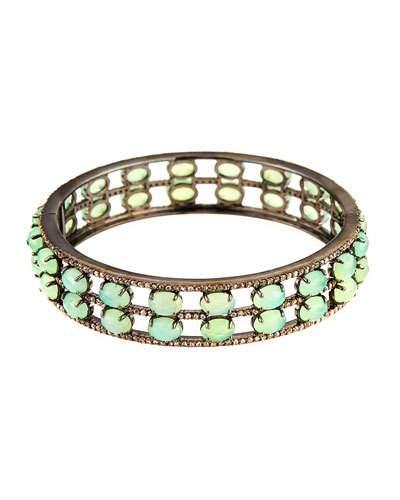 Chrysoprase & Champagne Diamond Bangle Bracelet