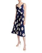 Twisted Front Floral-print Pleated Dress