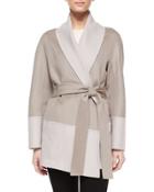 Double-faced Wool/cashmere Wrap Topper Jacket,