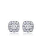 18k Diamond Cushion Stud Earrings,