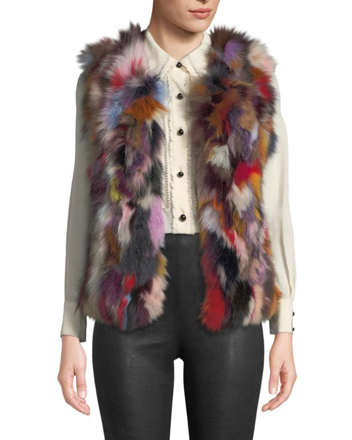 Multicolored Fox Fur Vest