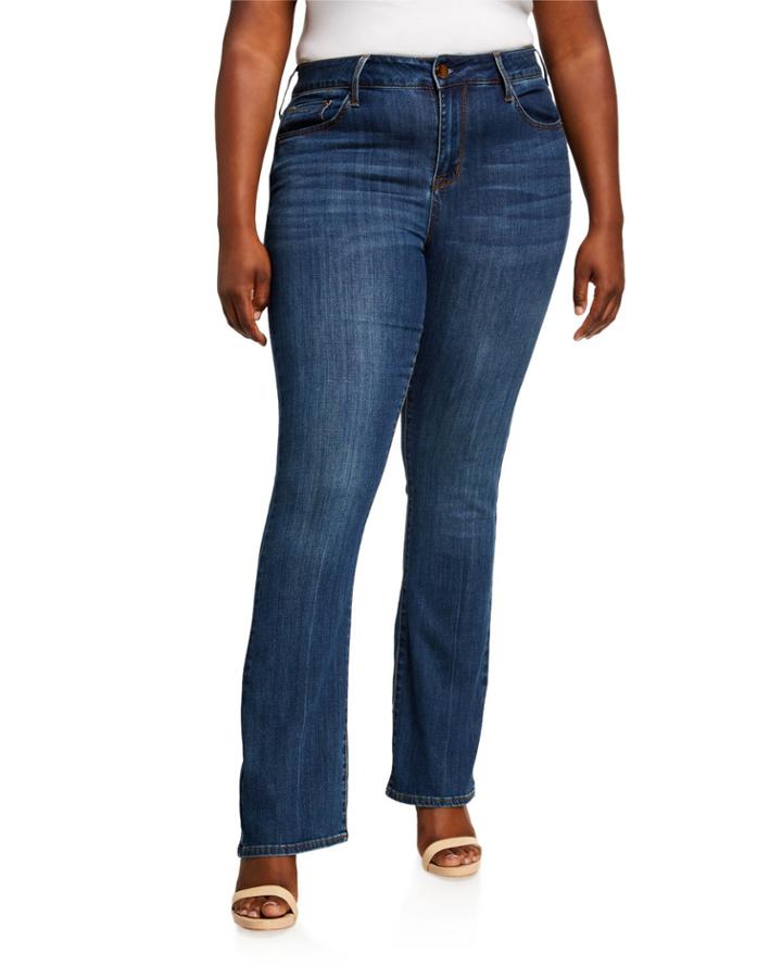 Plus Size Mid Rise Micro Boot-cut Jeans
