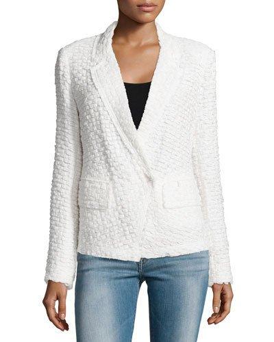 Long-sleeve Tweed Jacket, Ivory