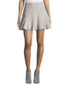 Jersey Knit Godet-pleat Skirt, Heather Gray