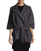 Striped Wool Belted Cape