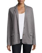 Two-button Herringbone Blazer, Black/ivory