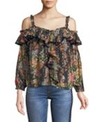 Paradise Rose Cold-shoulder Ruffle Top