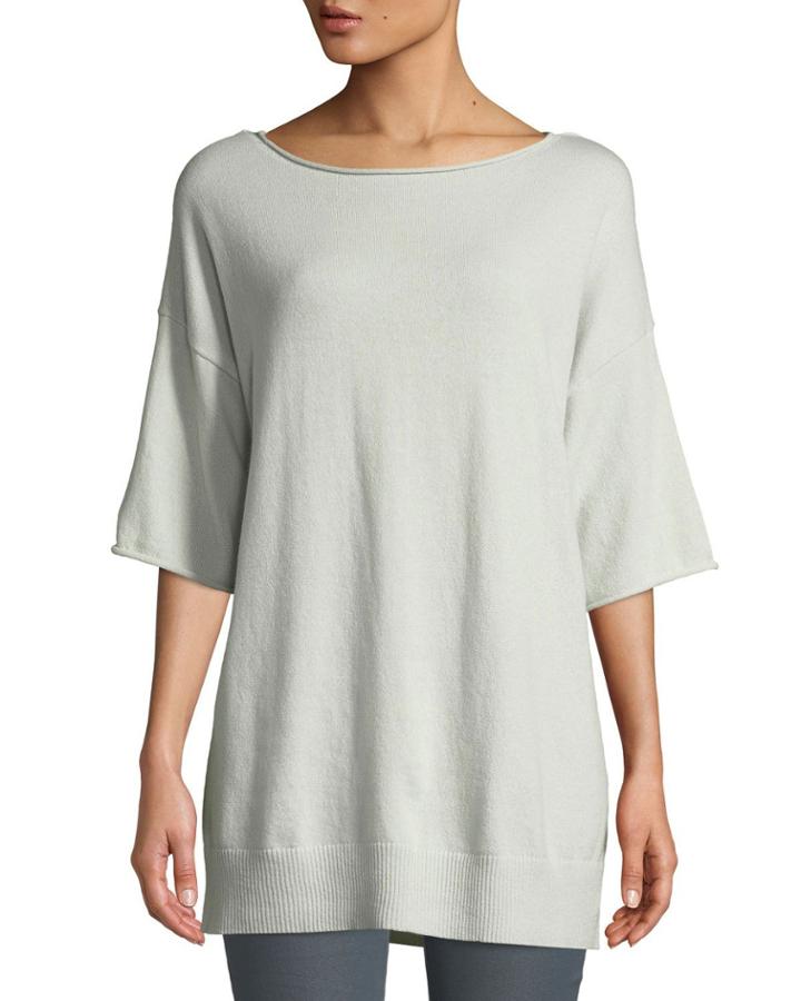 Cashmere Relaxed Short-sleeve Pullover