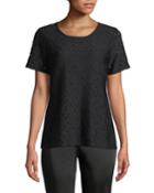 Perforated-knit Short-sleeve Top
