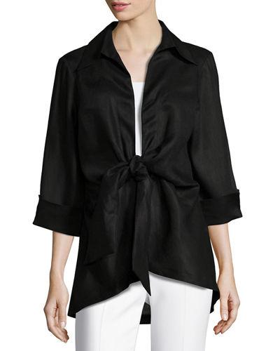 Linen Tie-front Blouse