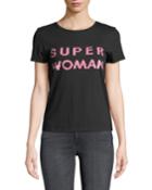 Rylyn Super Woman Sequin Short-sleeve Crewneck Top