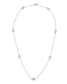 14k White Gold Diamond Oval-station Necklace