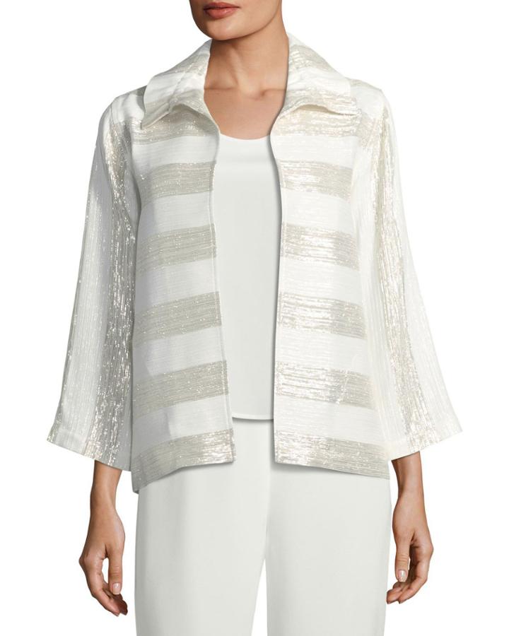 Metallic Striped Ruched-collar Jacket,