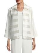 Metallic Striped Ruched-collar Jacket,