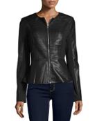 Stripe-front Vegan Ponte Jacket, Black