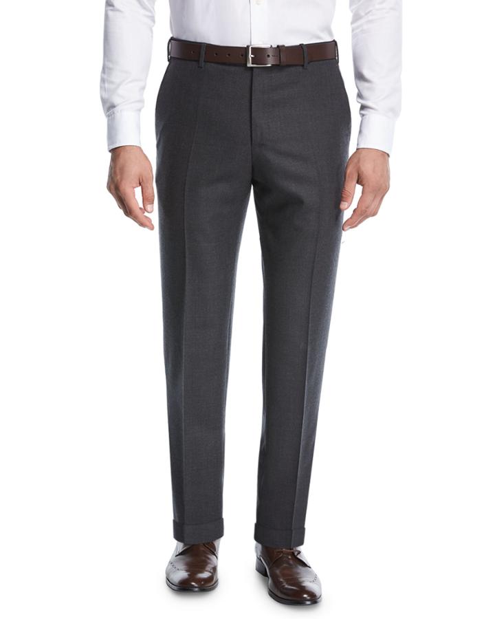 Micro-jacquard Super 130's Wool Trousers