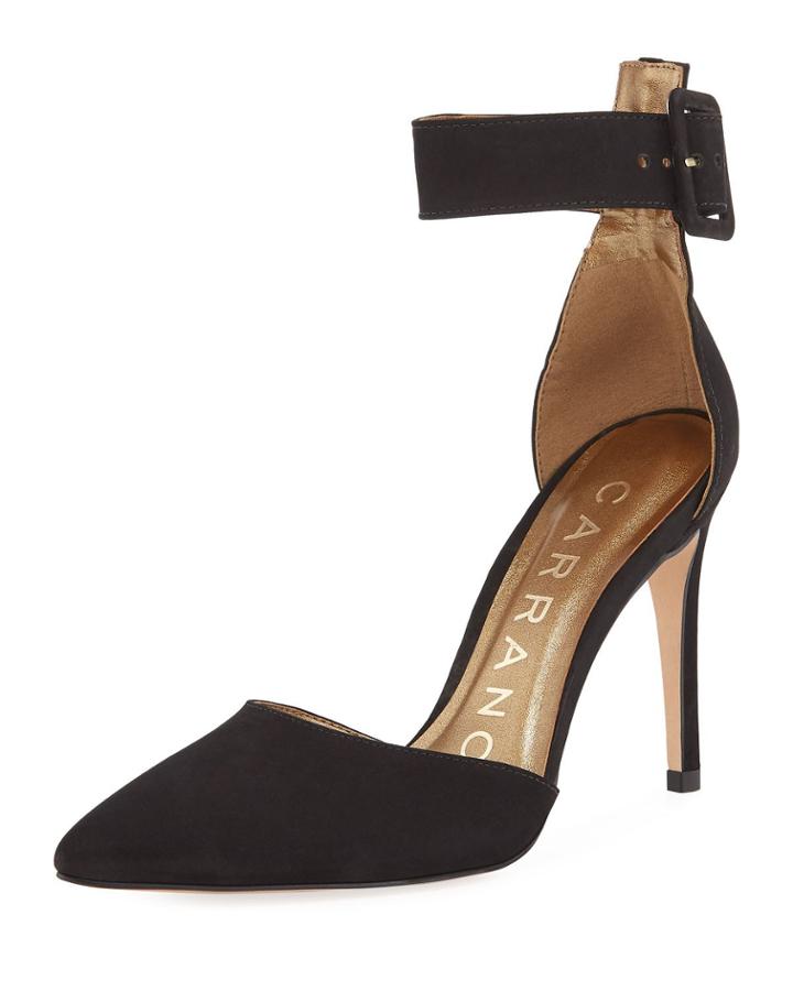 Lisbeth Nubuck Leather Ankle-strap Pumps