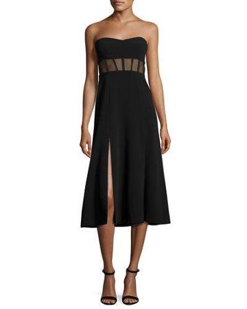 Honora Bustier Midi Dress, Black