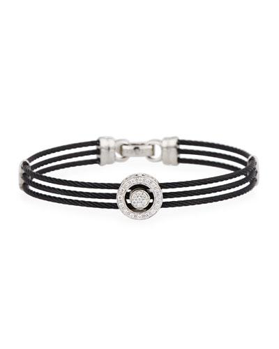 Noir Steel & 18k Diamond Triple-row Cable Bangle, Black