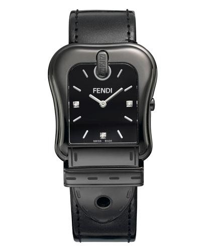 B. Fendi Diamond Buckle Watch With Leather