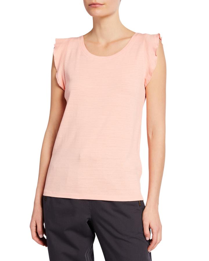 Ruffle-sleeve Cotton Tee