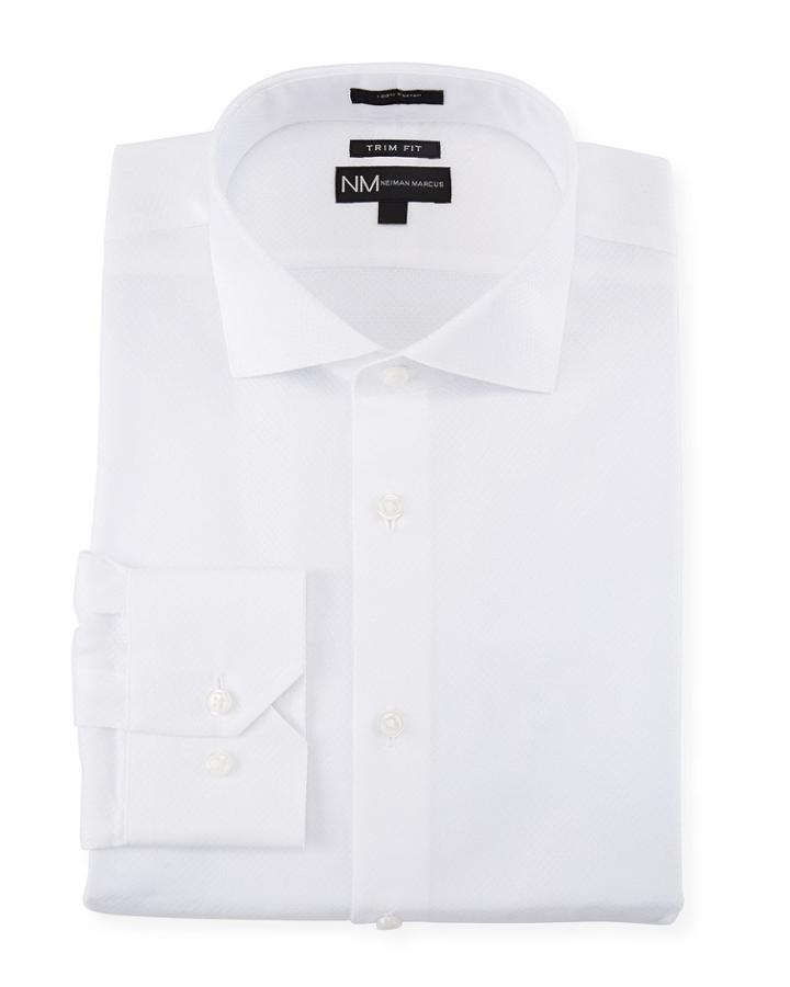 Men's Trim-fit Regular-finish Dobby-texture Sport