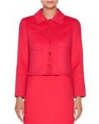 Cropped Four-pocket Cashmere Jacket, Hibiscus/coral