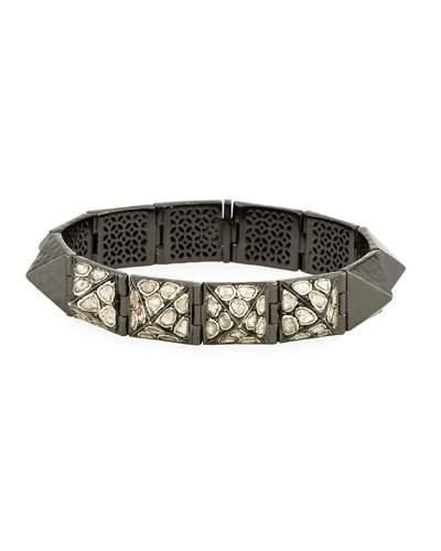 Hinged Pyramid Stud Bangle W/ Diamond